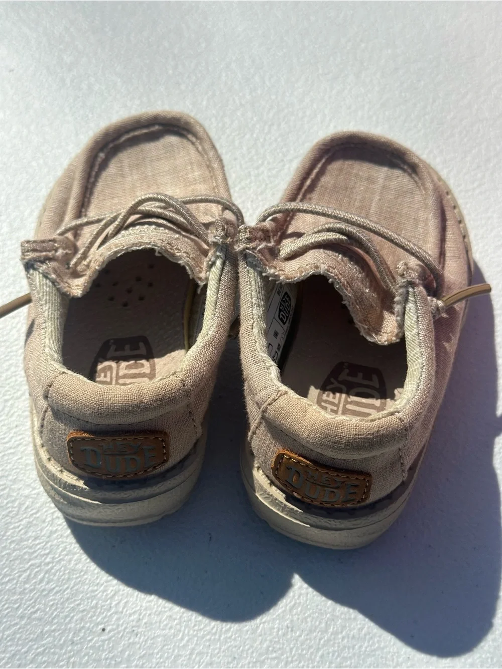 Hey Dude Kids Taupe Canvas Moccasins